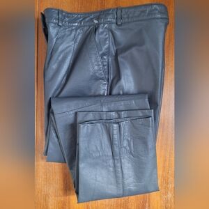 Vintage Tannery West Leather Pants Suspender Trouser Grunge Gray Womens S/M